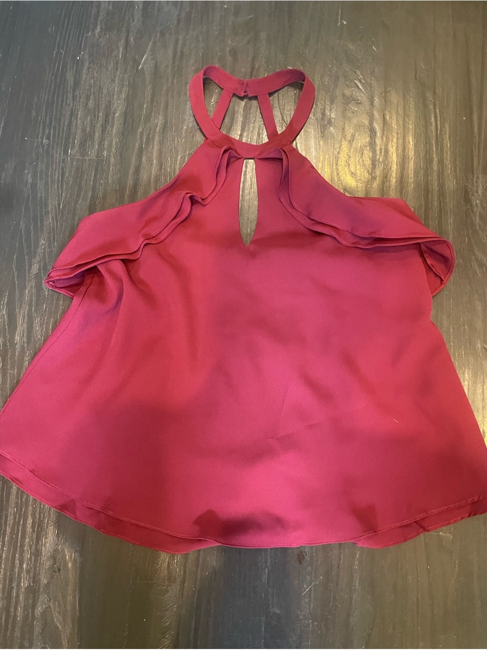 Women’s Burgundy Ruffle Halter Top by Loveriche